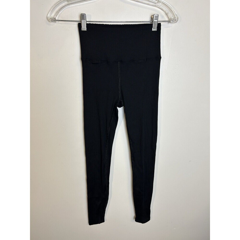 Carbon 38 Women's Size Small Black High Waisted Ankle Ribbed Leggings